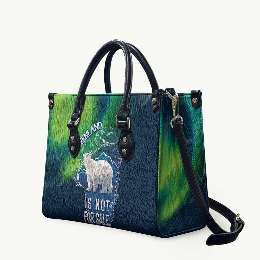 Greenland Is Not For Sale Leather Bag Arctic Aurora Borealis