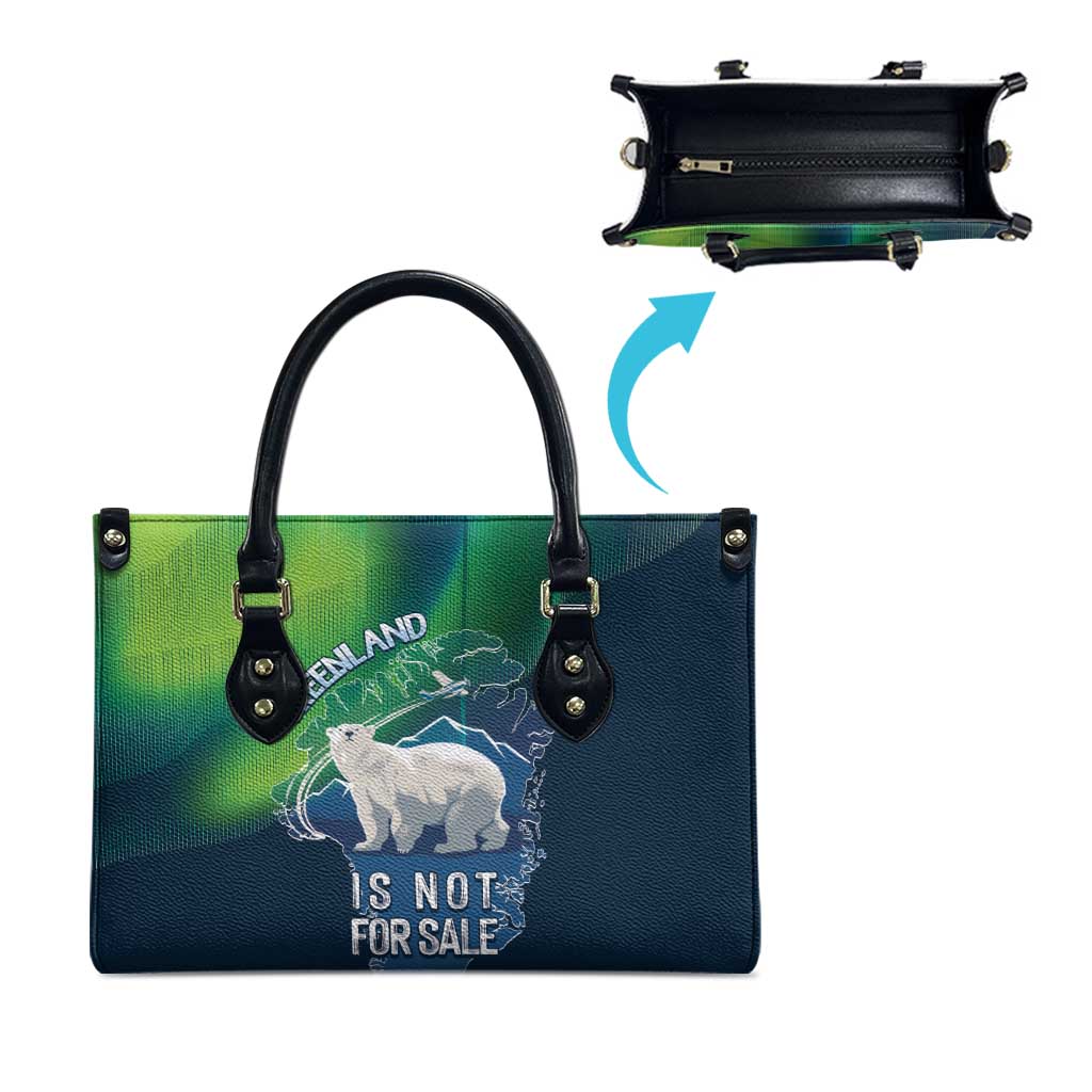 Greenland Is Not For Sale Leather Bag Arctic Aurora Borealis