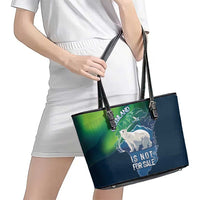 Greenland Is Not For Sale Leather Tote Bag Arctic Aurora Borealis