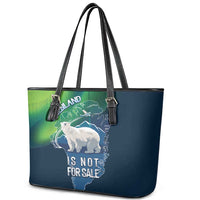 Greenland Is Not For Sale Leather Tote Bag Arctic Aurora Borealis