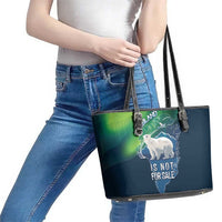 Greenland Is Not For Sale Leather Tote Bag Arctic Aurora Borealis