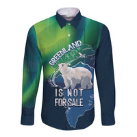 Greenland Is Not For Sale Long Sleeve Button Shirt Arctic Aurora Borealis