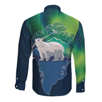 Greenland Is Not For Sale Long Sleeve Button Shirt Arctic Aurora Borealis