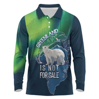 Greenland Is Not For Sale Long Sleeve Polo Shirt Arctic Aurora Borealis
