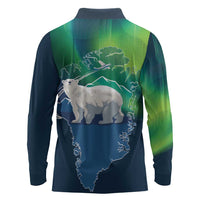 Greenland Is Not For Sale Long Sleeve Polo Shirt Arctic Aurora Borealis