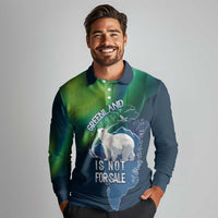 Greenland Is Not For Sale Long Sleeve Polo Shirt Arctic Aurora Borealis