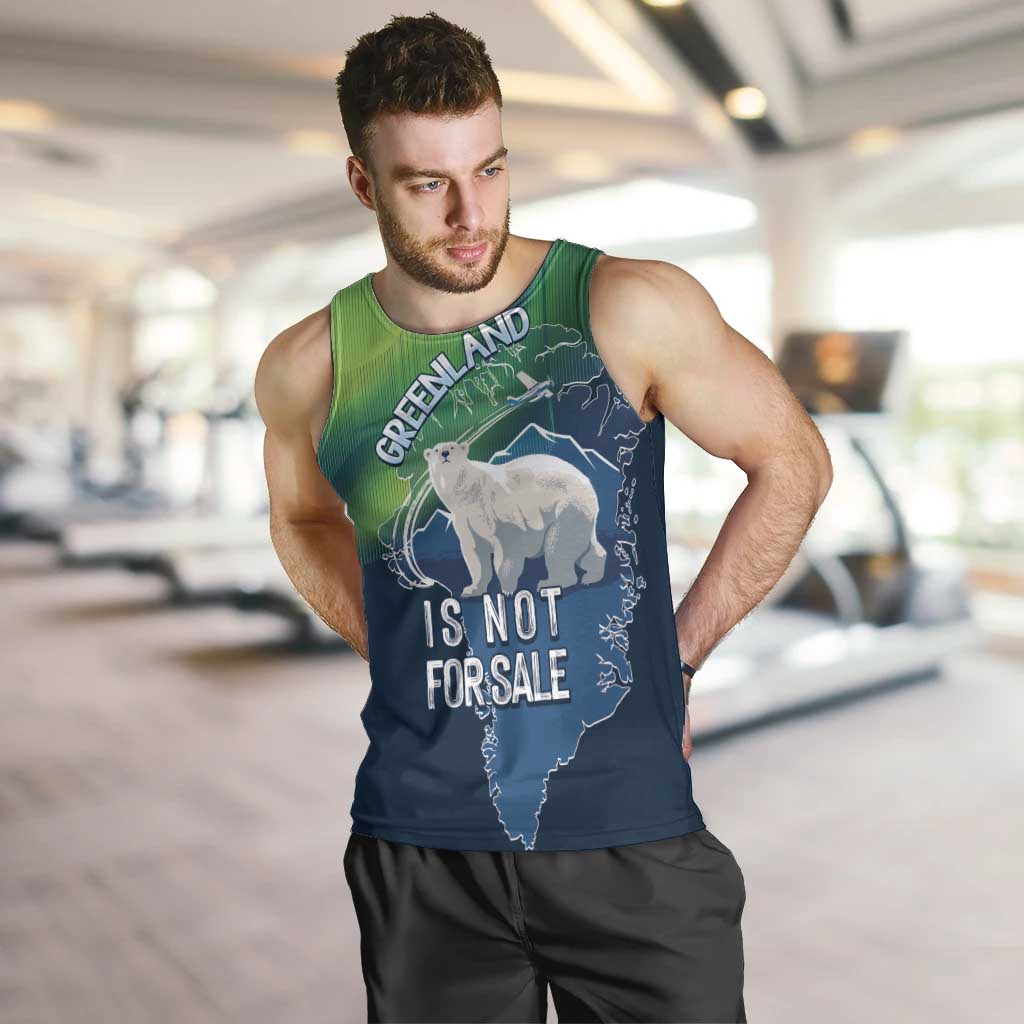 Greenland Is Not For Sale Men Tank Top Arctic Aurora Borealis