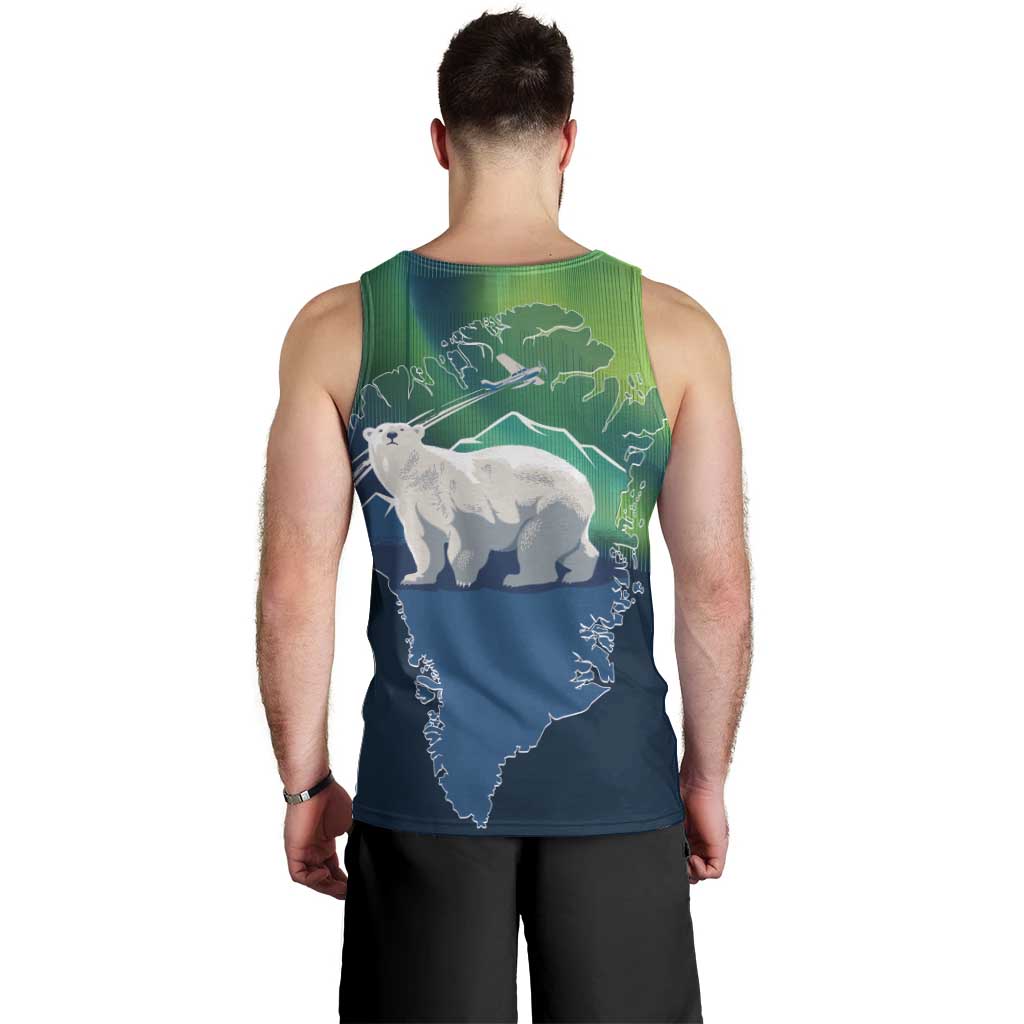 Greenland Is Not For Sale Men Tank Top Arctic Aurora Borealis