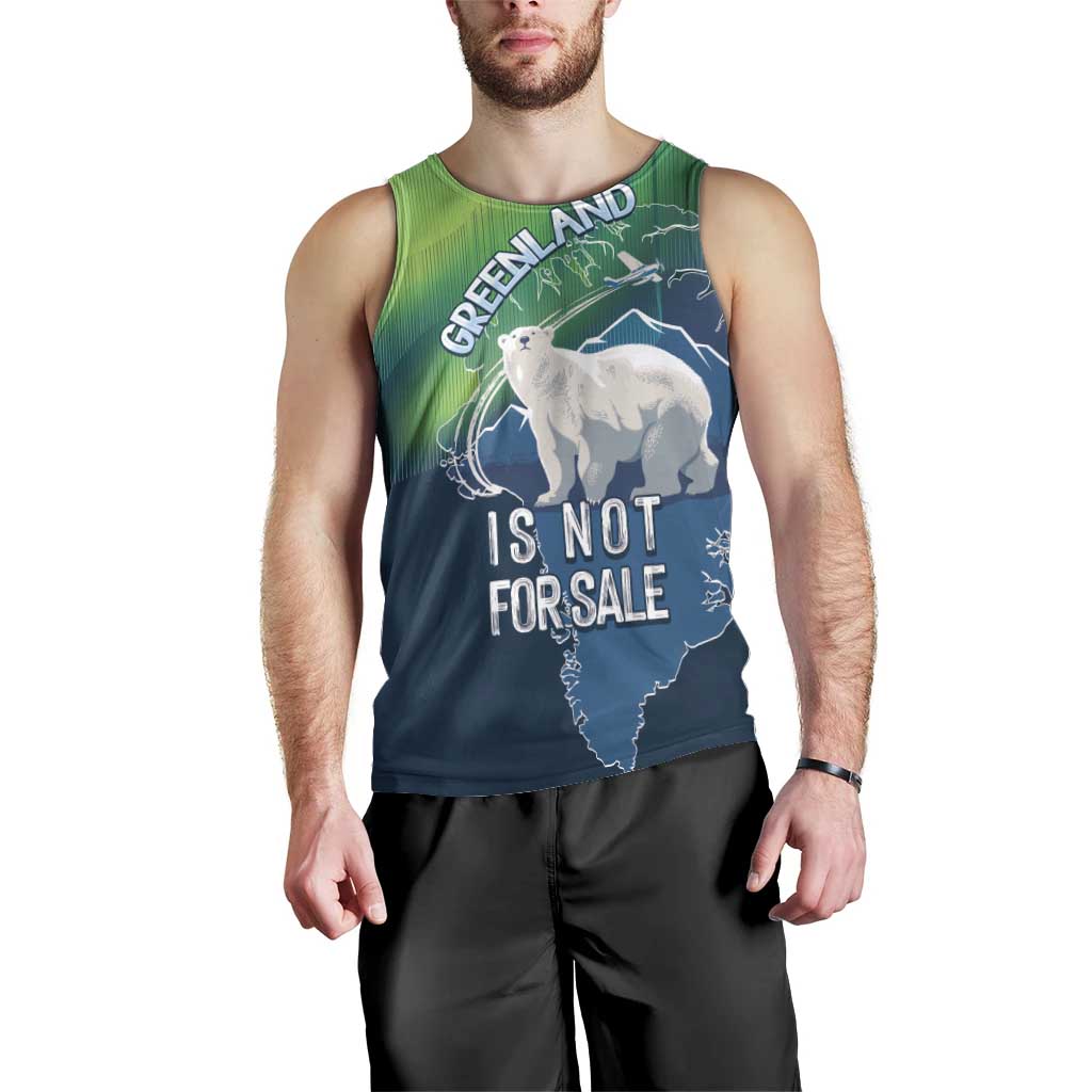 Greenland Is Not For Sale Men Tank Top Arctic Aurora Borealis