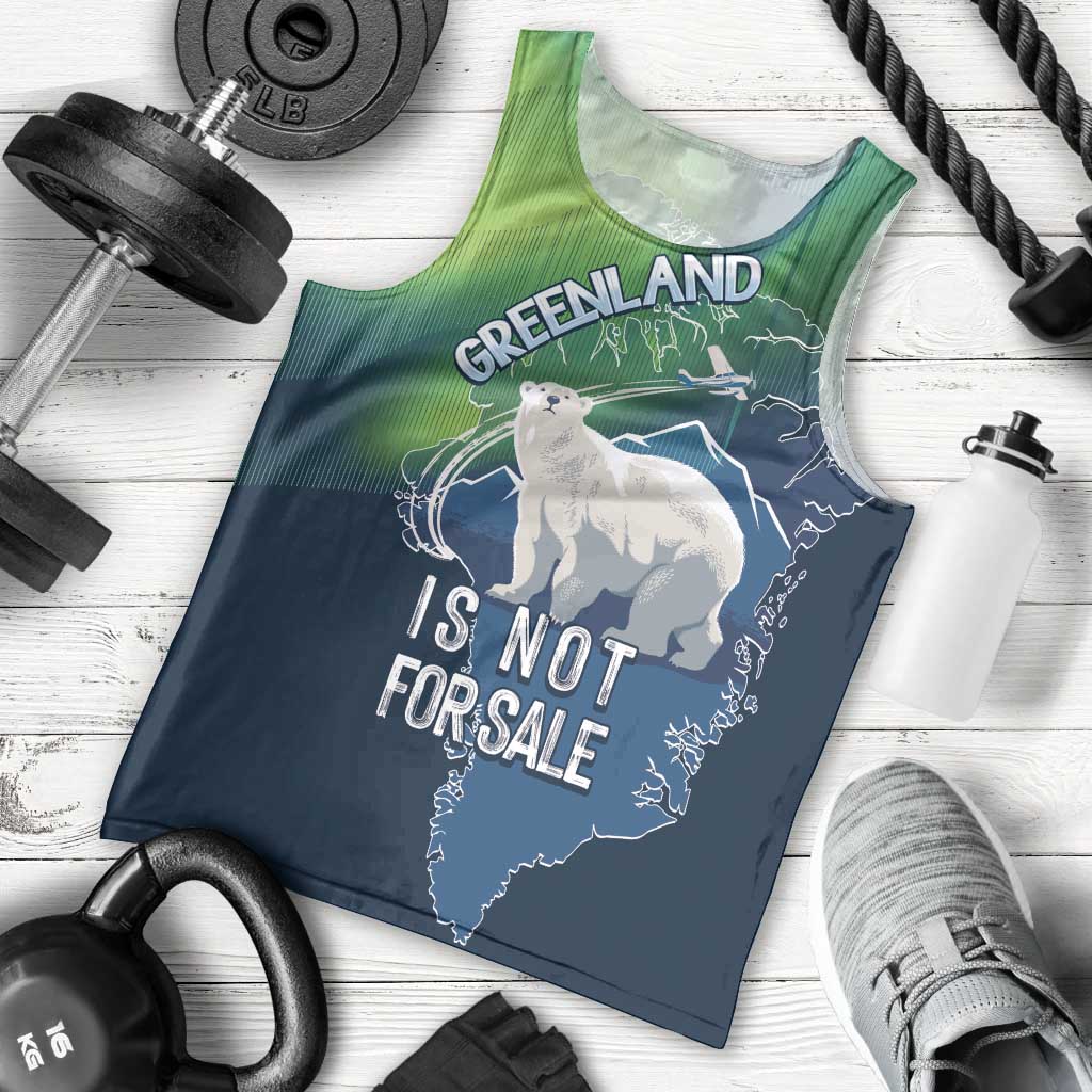 Greenland Is Not For Sale Men Tank Top Arctic Aurora Borealis