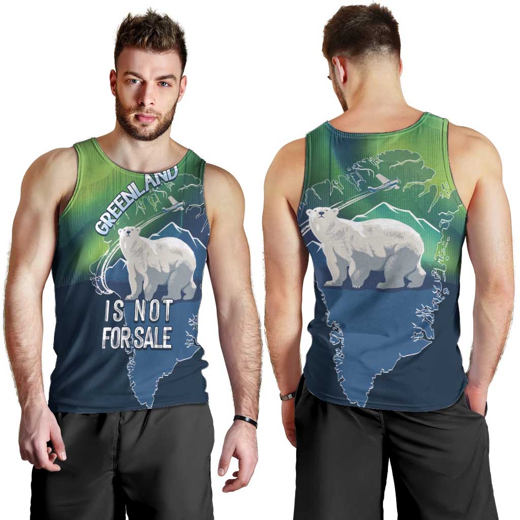 Greenland Is Not For Sale Men Tank Top Arctic Aurora Borealis