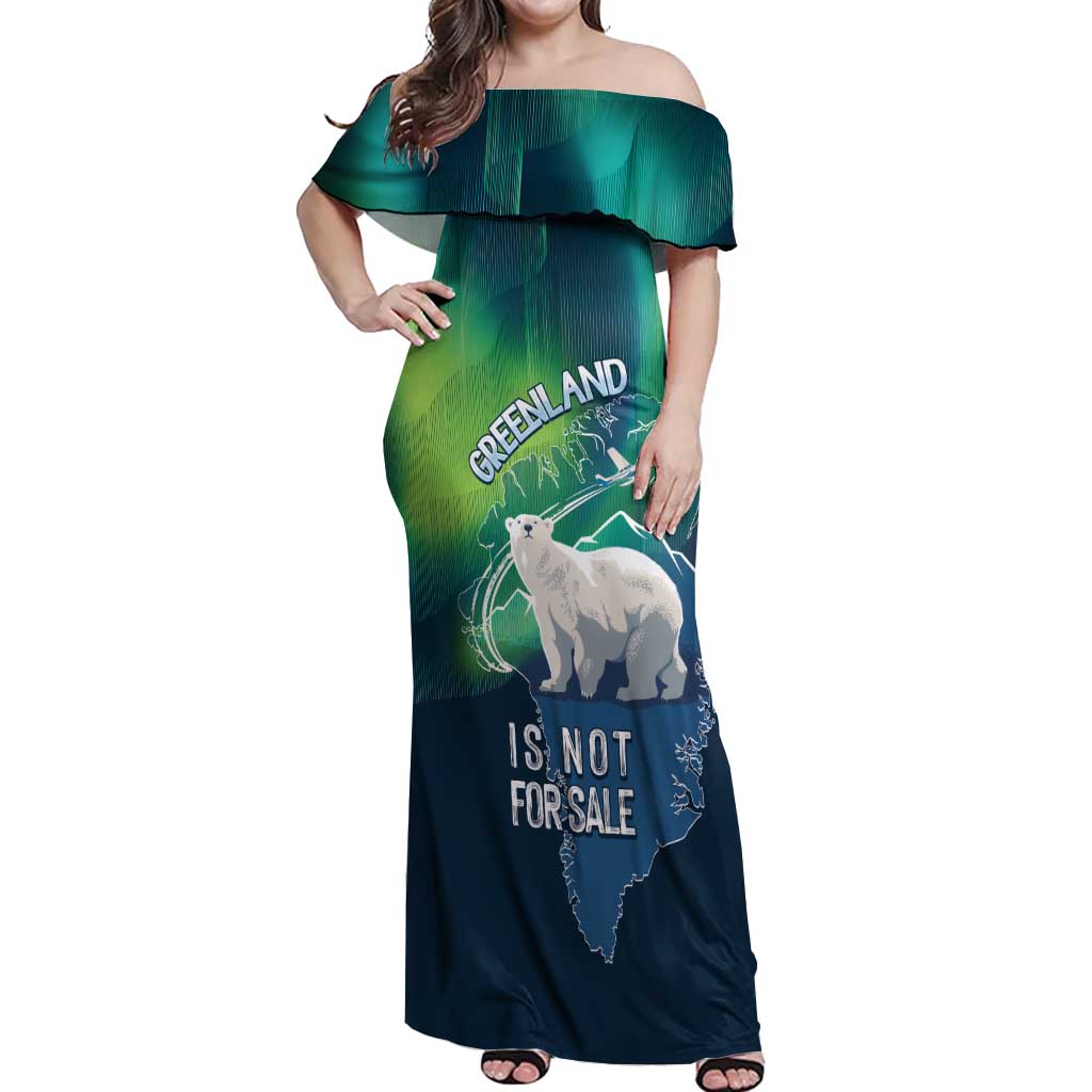 Greenland Is Not For Sale Off Shoulder Maxi Dress Arctic Aurora Borealis