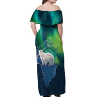 Greenland Is Not For Sale Off Shoulder Maxi Dress Arctic Aurora Borealis