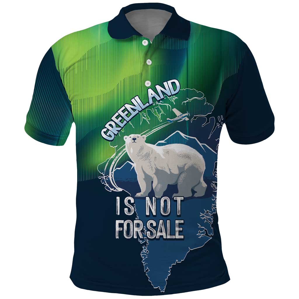 Greenland Is Not For Sale Polo Shirt Arctic Aurora Borealis