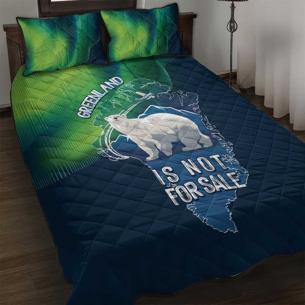 Greenland Is Not For Sale Quilt Bed Set Arctic Aurora Borealis