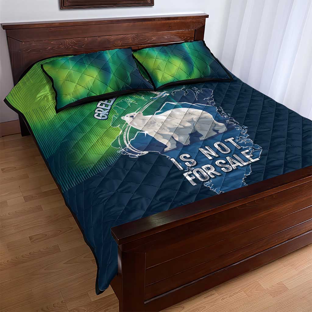 Greenland Is Not For Sale Quilt Bed Set Arctic Aurora Borealis