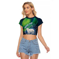 Greenland Is Not For Sale Raglan Cropped T Shirt Arctic Aurora Borealis