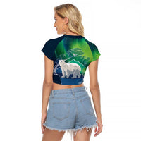 Greenland Is Not For Sale Raglan Cropped T Shirt Arctic Aurora Borealis