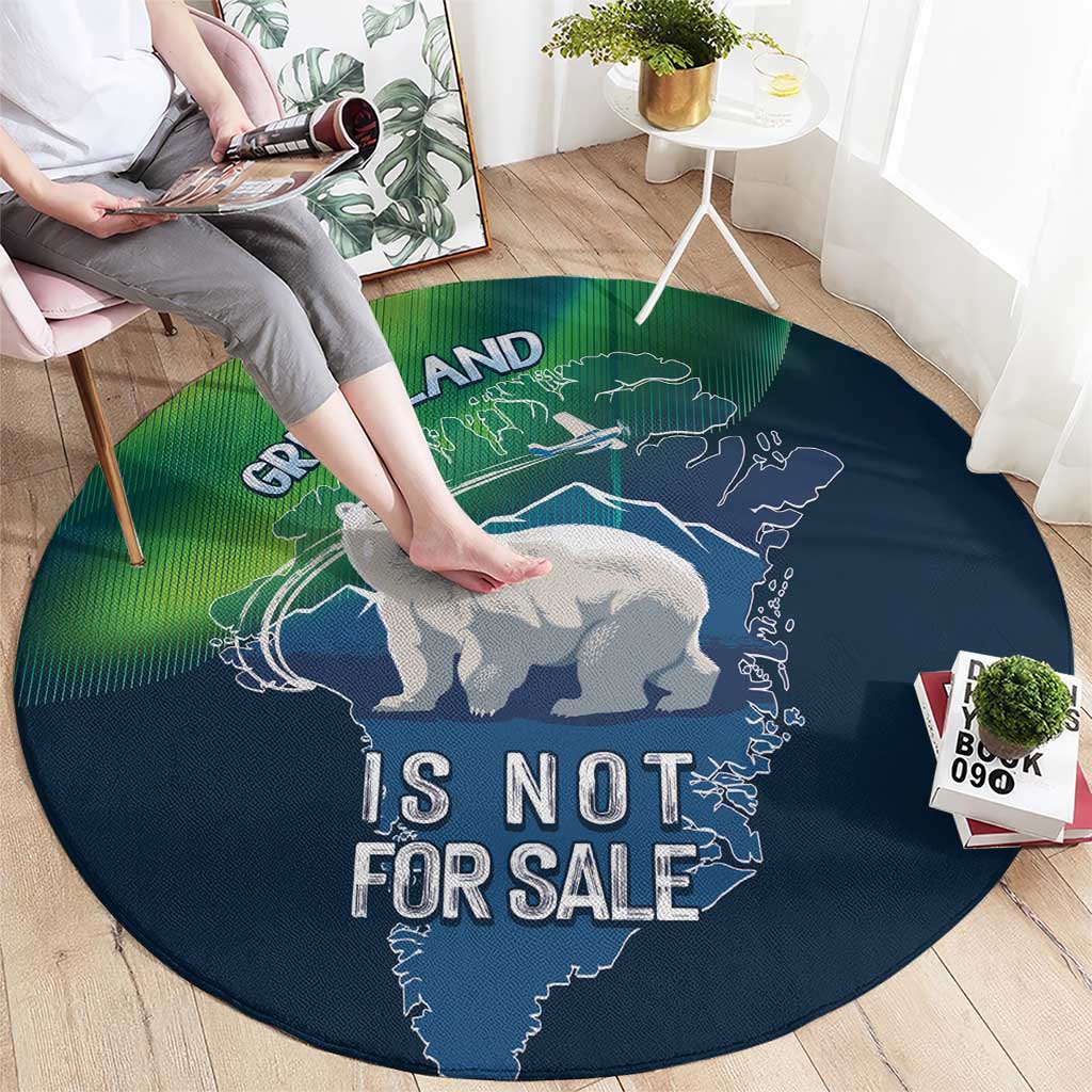 Greenland Is Not For Sale Round Carpet Arctic Aurora Borealis