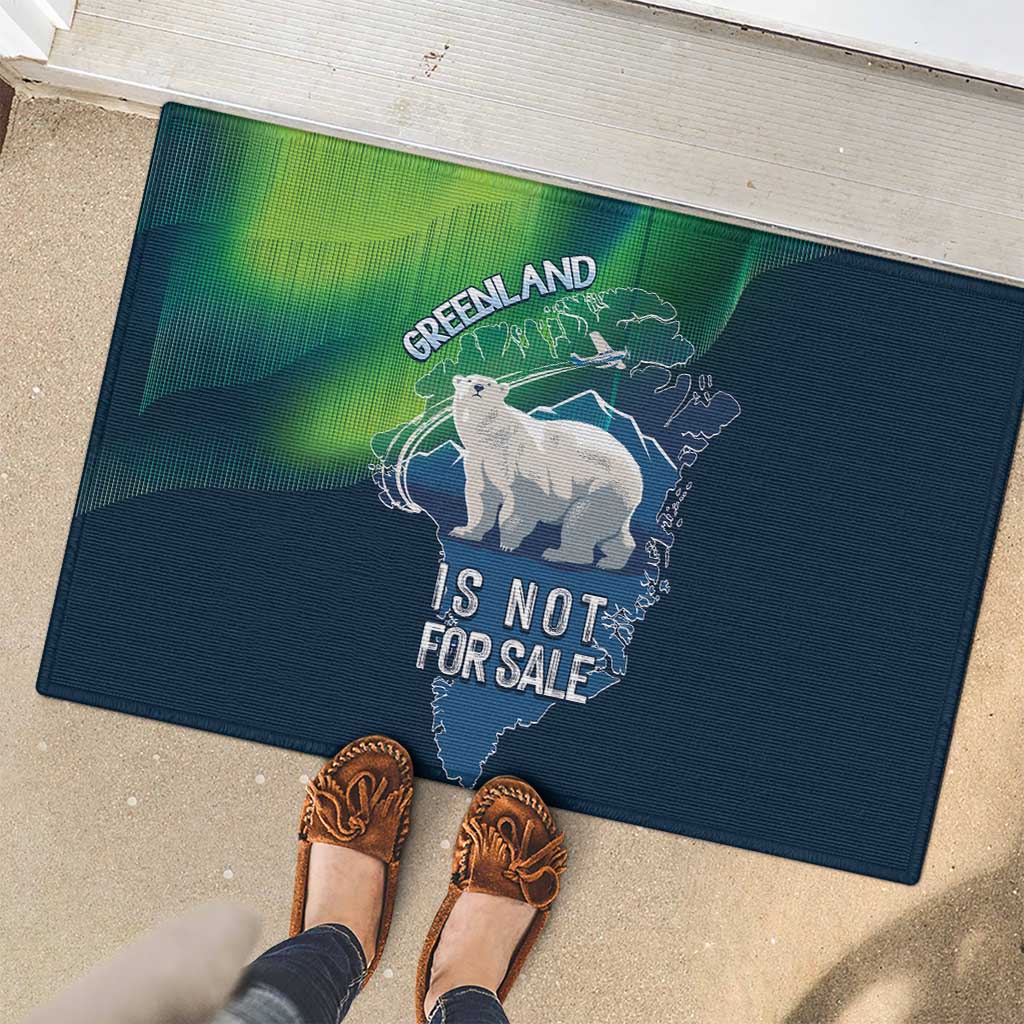 Greenland Is Not For Sale Rubber Doormat Arctic Aurora Borealis