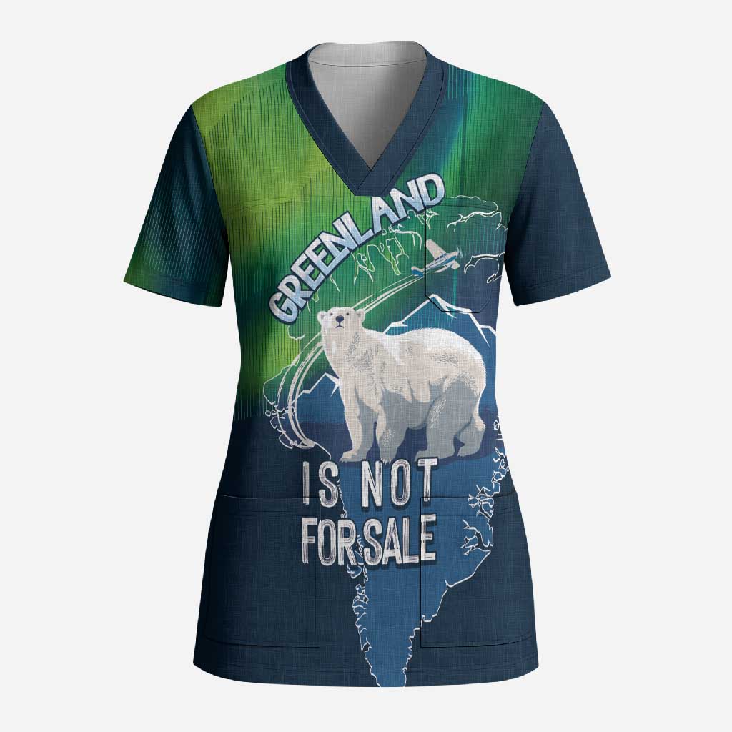 Greenland Is Not For Sale Scrub Top Arctic Aurora Borealis