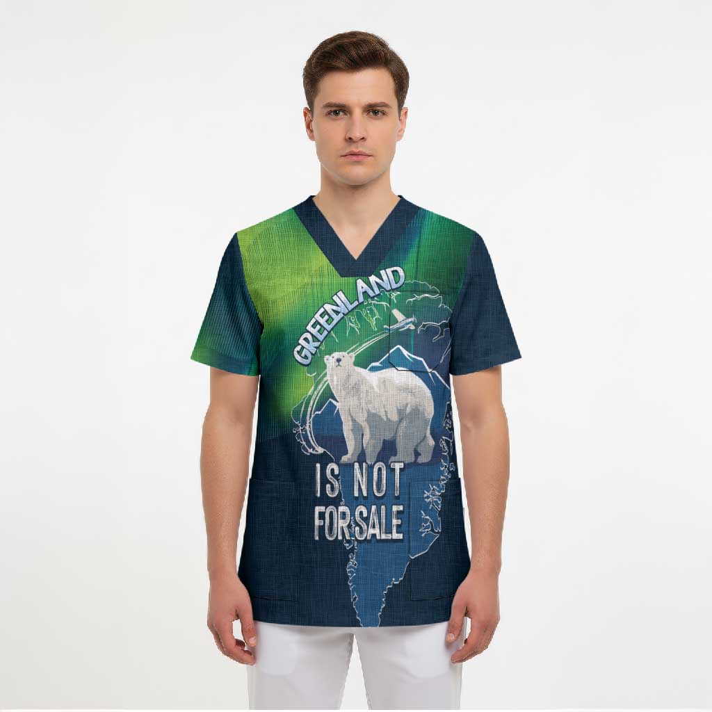 Greenland Is Not For Sale Scrub Top Arctic Aurora Borealis