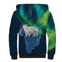 Greenland Is Not For Sale Sherpa Hoodie Arctic Aurora Borealis