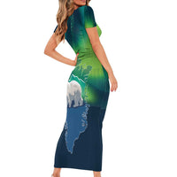 Greenland Is Not For Sale Short Sleeve Bodycon Dress Arctic Aurora Borealis
