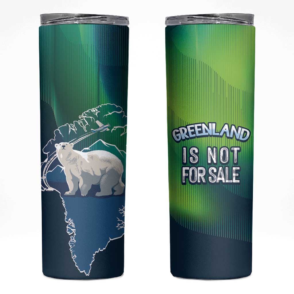Greenland Is Not For Sale Skinny Tumbler Arctic Aurora Borealis