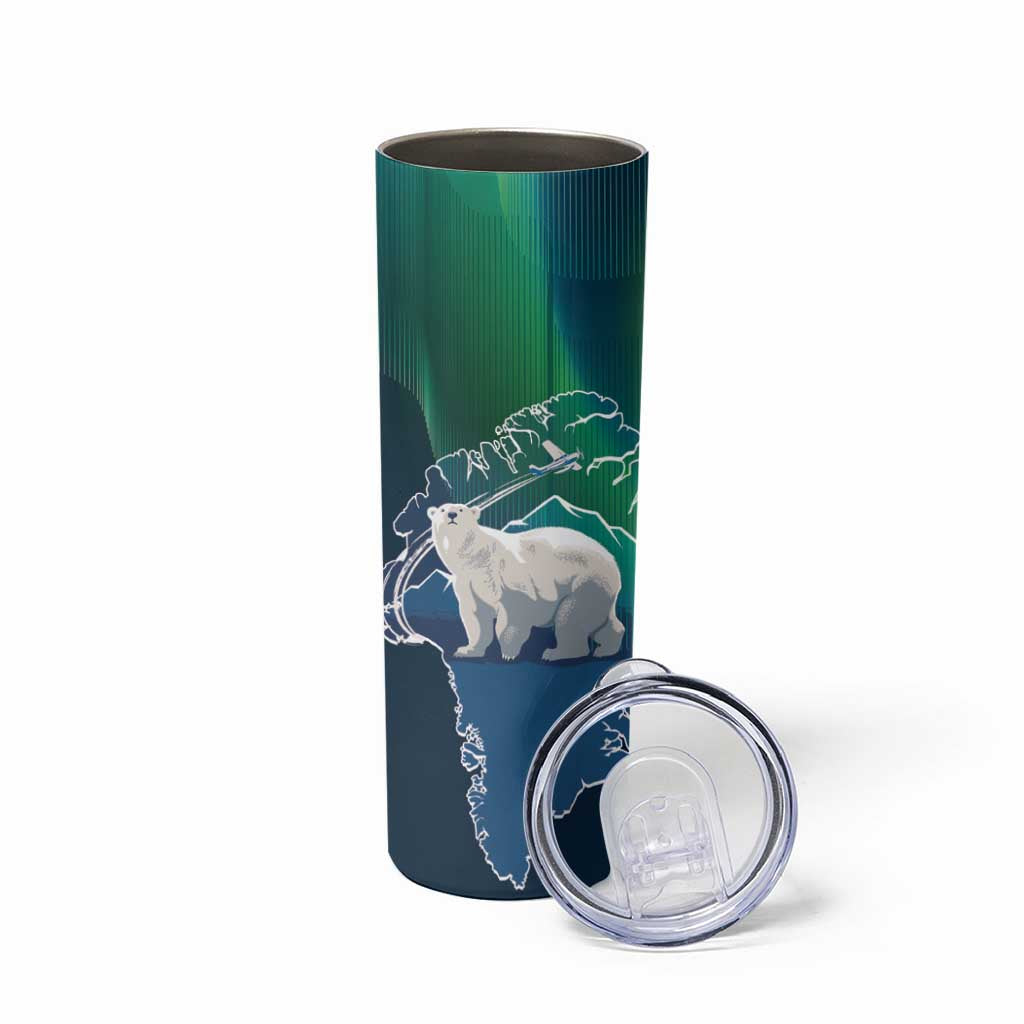Greenland Is Not For Sale Skinny Tumbler Arctic Aurora Borealis