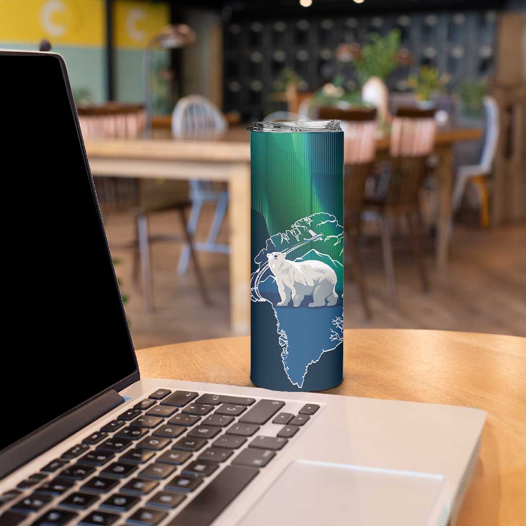 Greenland Is Not For Sale Skinny Tumbler Arctic Aurora Borealis