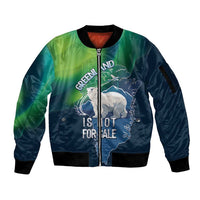 Greenland Is Not For Sale Sleeve Zip Bomber Jacket Arctic Aurora Borealis
