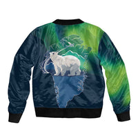 Greenland Is Not For Sale Sleeve Zip Bomber Jacket Arctic Aurora Borealis