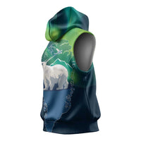 Greenland Is Not For Sale Sleeveless Hoodie Arctic Aurora Borealis