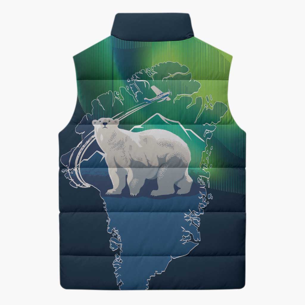 Greenland Is Not For Sale Sleeveless Puffer Jacket Arctic Aurora Borealis