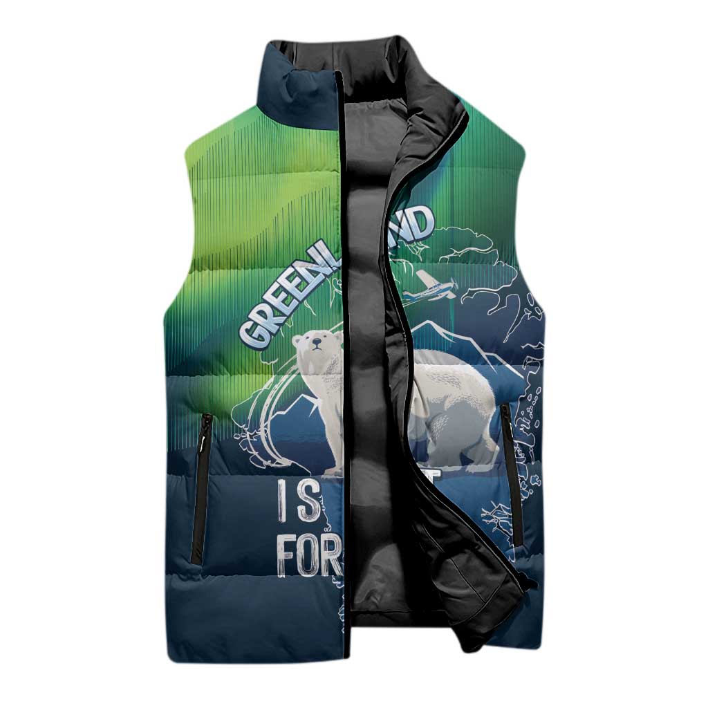 Greenland Is Not For Sale Sleeveless Puffer Jacket Arctic Aurora Borealis