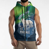 Greenland Is Not For Sale Sleeveless Zip Hoodie Arctic Aurora Borealis