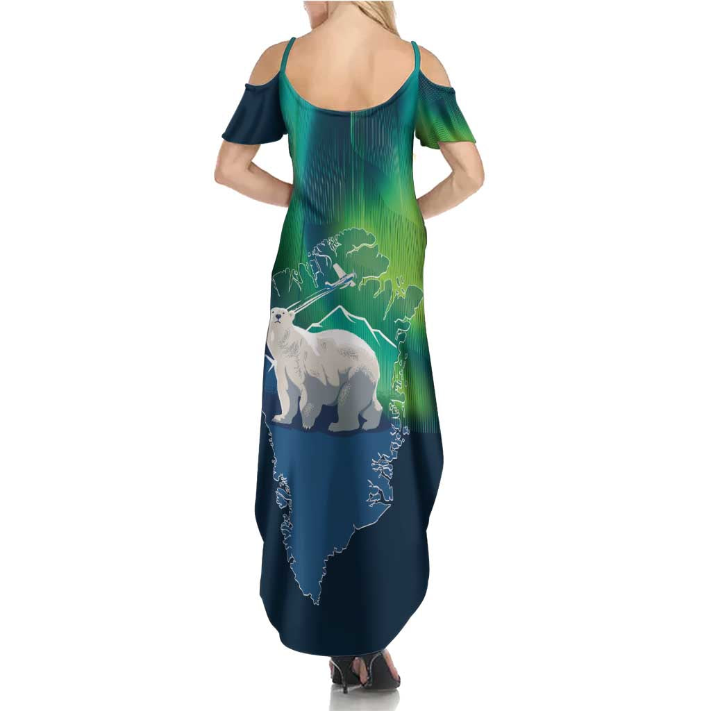 Greenland Is Not For Sale Summer Maxi Dress Arctic Aurora Borealis