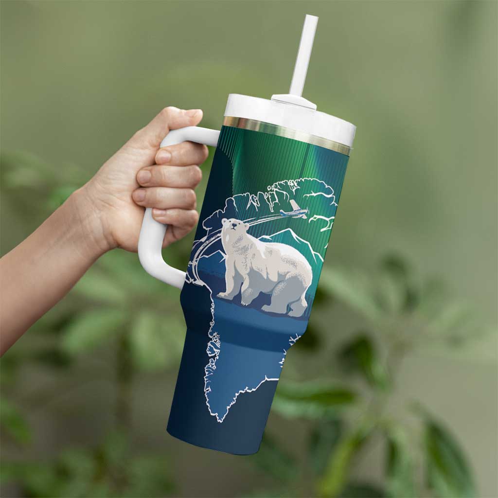 Greenland Is Not For Sale Tumbler With Handle Arctic Aurora Borealis