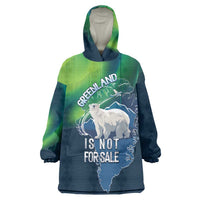 Greenland Is Not For Sale Wearable Blanket Hoodie Arctic Aurora Borealis