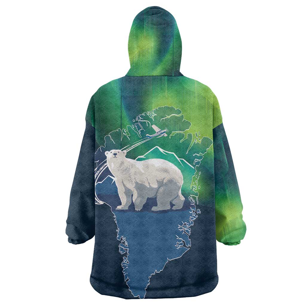 Greenland Is Not For Sale Wearable Blanket Hoodie Arctic Aurora Borealis