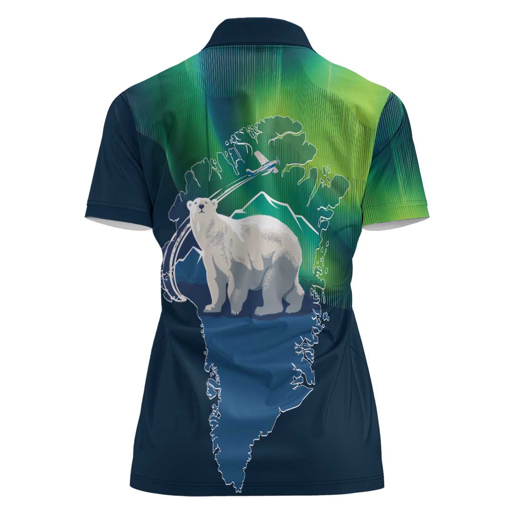 Greenland Is Not For Sale Women Polo Shirt Arctic Aurora Borealis
