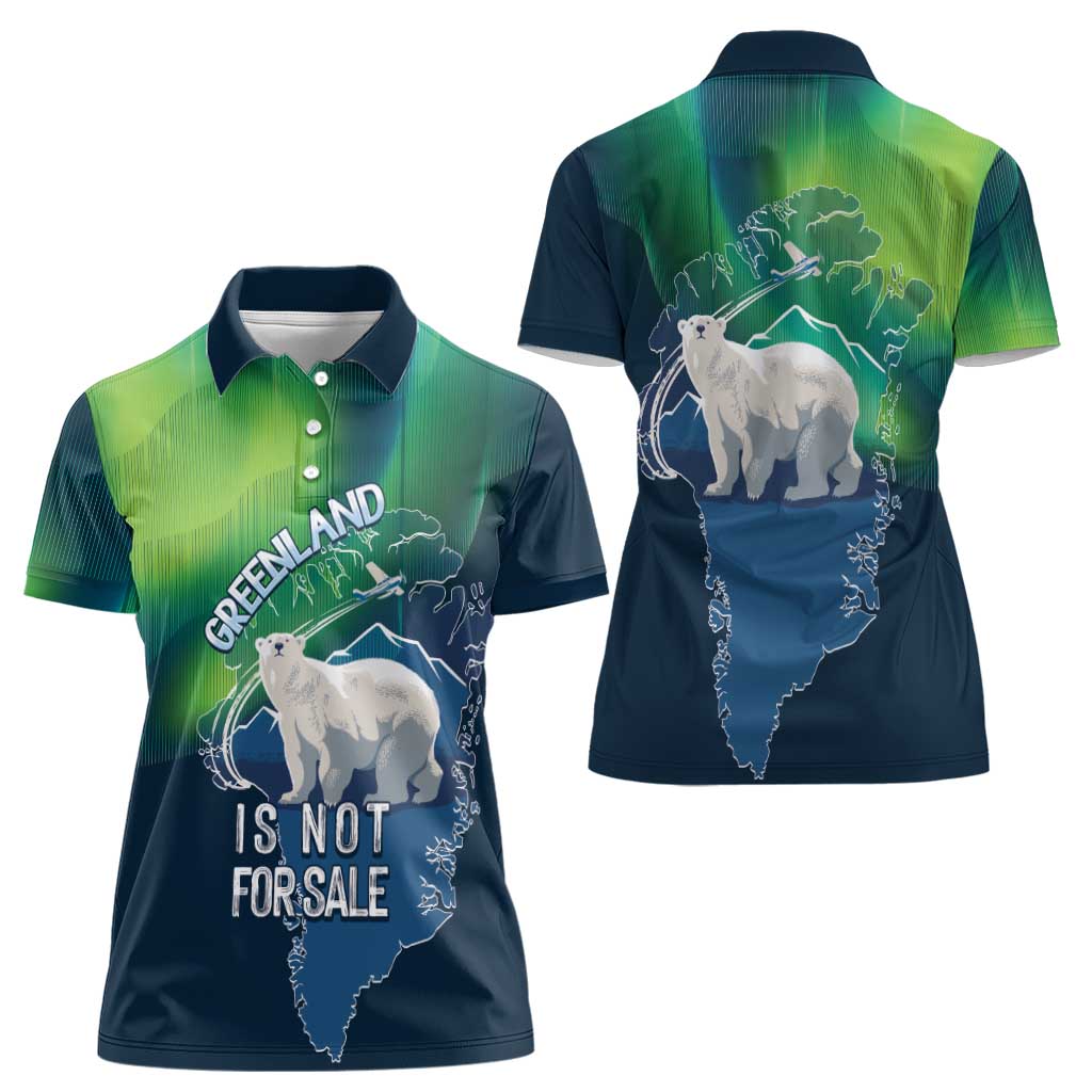 Greenland Is Not For Sale Women Polo Shirt Arctic Aurora Borealis