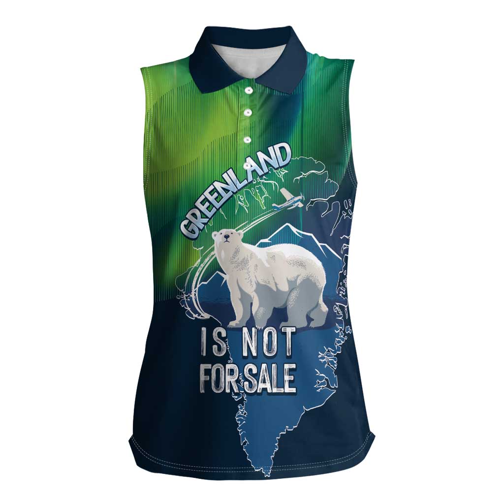 Greenland Is Not For Sale Women Sleeveless Polo Shirt Arctic Aurora Borealis