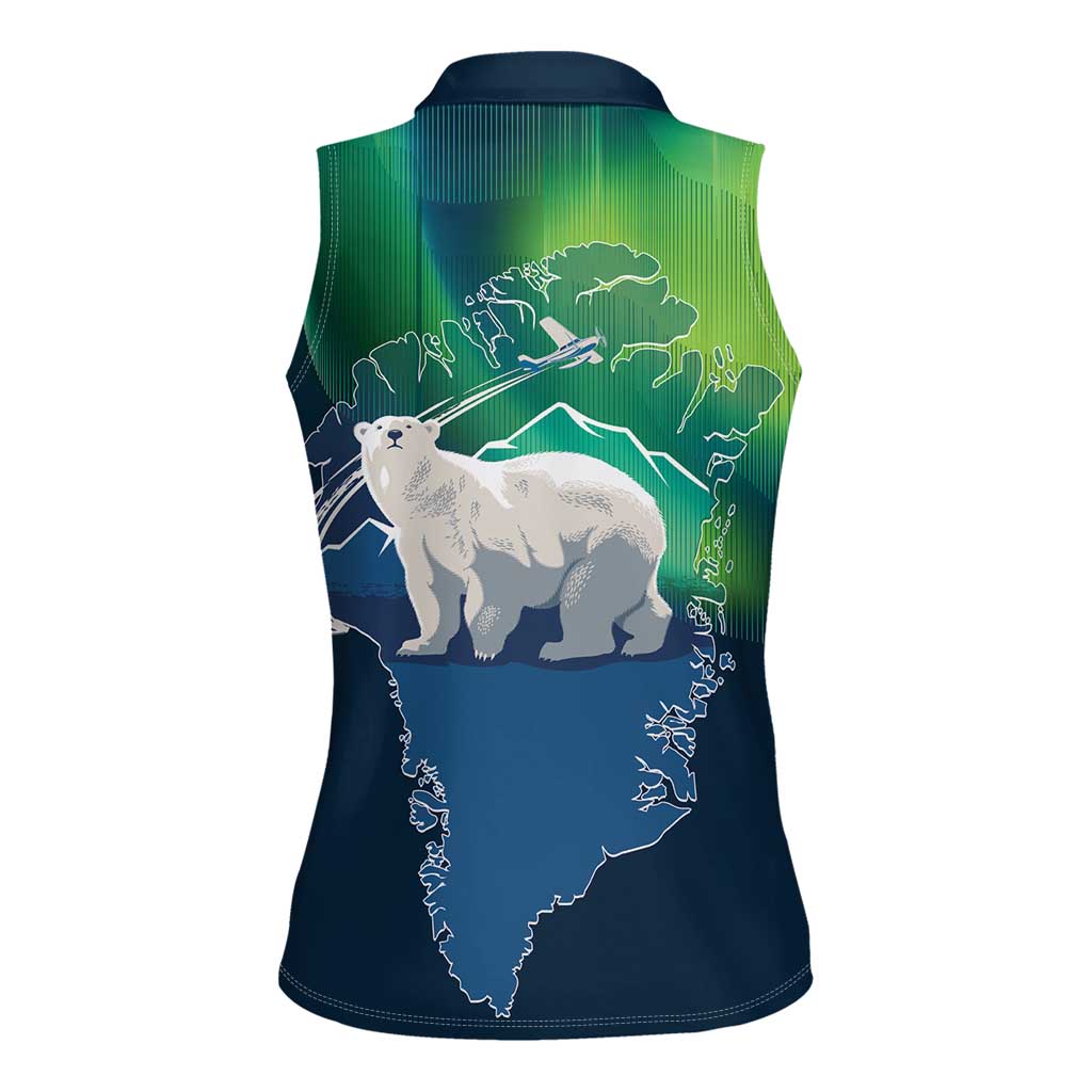 Greenland Is Not For Sale Women Sleeveless Polo Shirt Arctic Aurora Borealis
