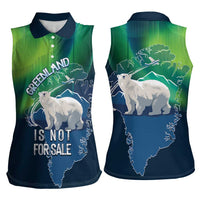 Greenland Is Not For Sale Women Sleeveless Polo Shirt Arctic Aurora Borealis