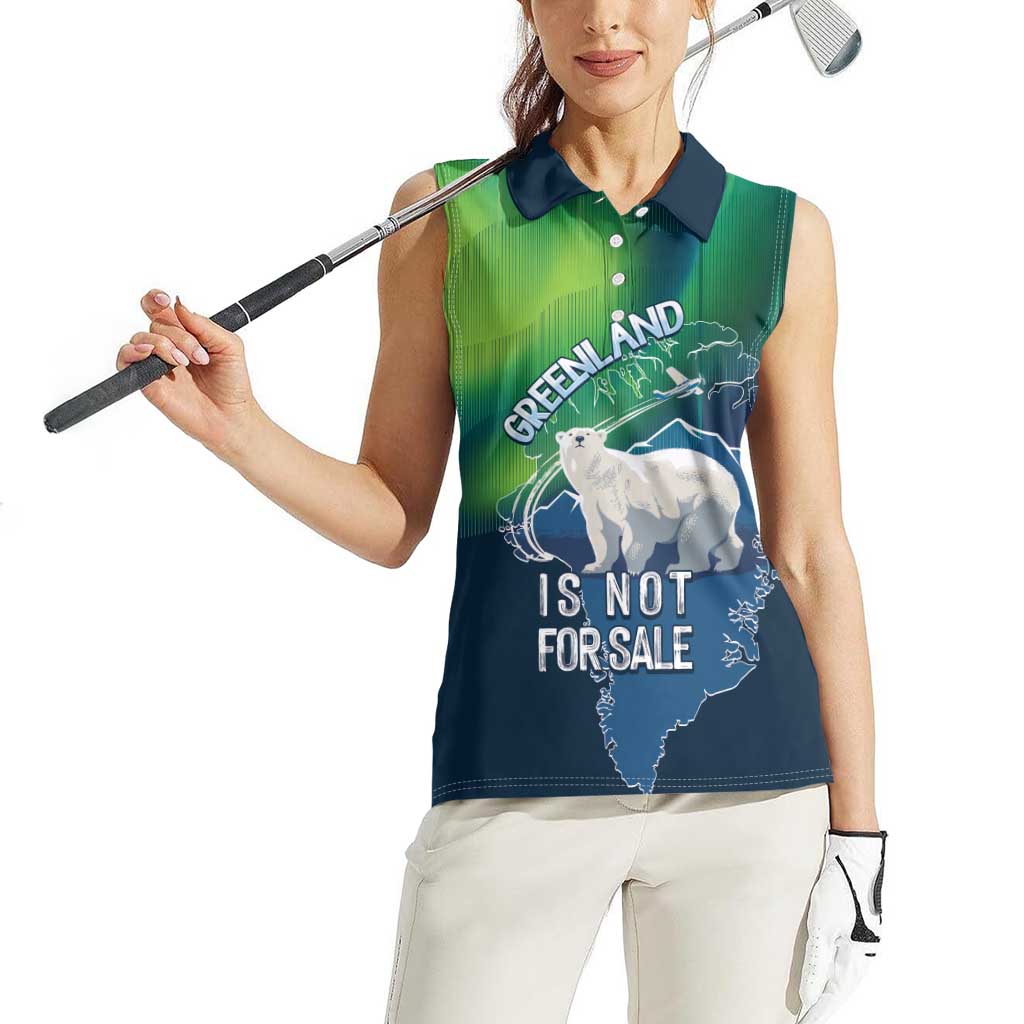 Greenland Is Not For Sale Women Sleeveless Polo Shirt Arctic Aurora Borealis