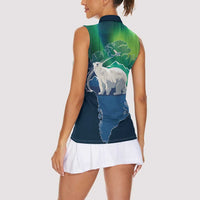 Greenland Is Not For Sale Women Sleeveless Polo Shirt Arctic Aurora Borealis