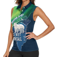 Greenland Is Not For Sale Women Sleeveless Polo Shirt Arctic Aurora Borealis