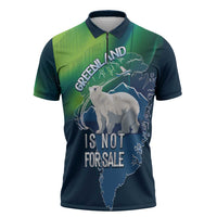 Greenland Is Not For Sale Zipper Polo Shirt Arctic Aurora Borealis